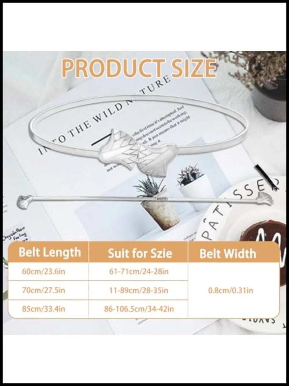 Women's Stretch Metal Waist Belt, Skinny Spring Chain Belt for Dresses